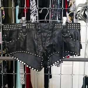 Studded Faux Leather Hotpants Shorts